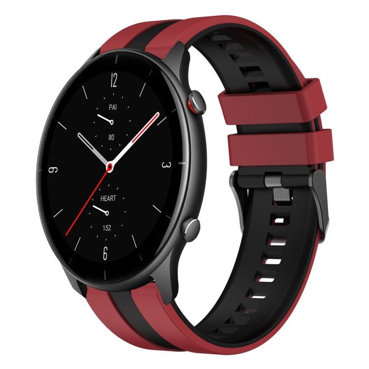 For Amazfit GTR 2e 22mm Two-Color Sports Silicone Watch Band(Red+Black) - Watch Bands by buy2fix | Online Shopping UK | buy2fix