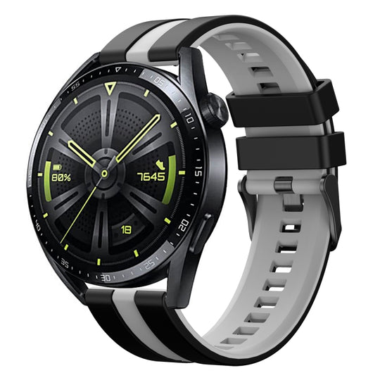 For Amazfit GTR 2e 22mm Two-Color Sports Silicone Watch Band(Black+Grey)