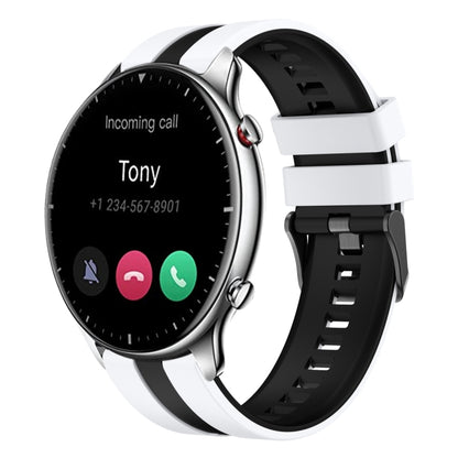 For Amazfit GTR 2 22mm Two-Color Sports Silicone Watch Band(White+Black) - Watch Bands by buy2fix | Online Shopping UK | buy2fix