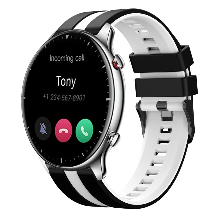 For Amazfit GTR 2 22mm Two-Color Sports Silicone Watch Band(Black+White) - Watch Bands by buy2fix | Online Shopping UK | buy2fix