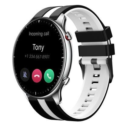 For Amazfit GTR 2 22mm Two-Color Sports Silicone Watch Band(Black+White) - Watch Bands by buy2fix | Online Shopping UK | buy2fix