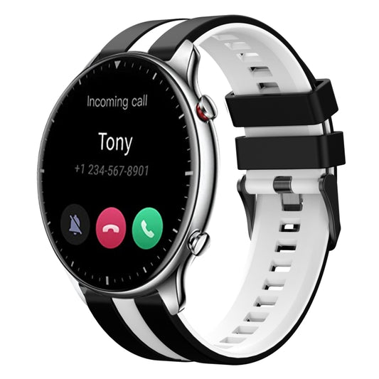 For Amazfit GTR 2 22mm Two-Color Sports Silicone Watch Band(Black+White) - Watch Bands by buy2fix | Online Shopping UK | buy2fix