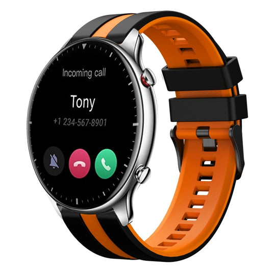 For Amazfit GTR 2 22mm Two-Color Sports Silicone Watch Band(Black+Orange) - Watch Bands by buy2fix | Online Shopping UK | buy2fix
