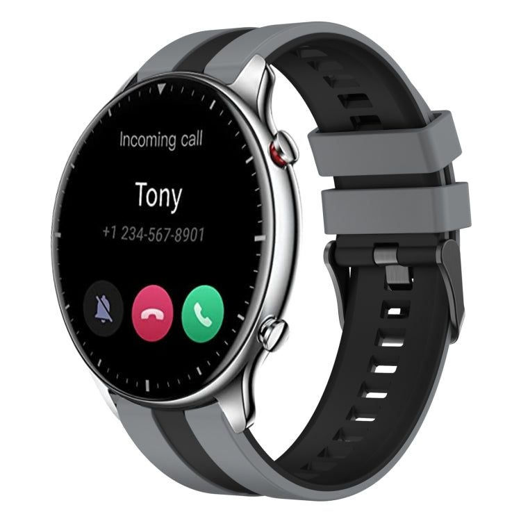 For Amazfit GTR 2 22mm Two-Color Sports Silicone Watch Band(Grey+Black) - Watch Bands by buy2fix | Online Shopping UK | buy2fix