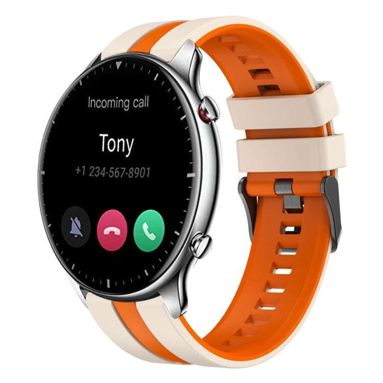 For Amazfit GTR 2 22mm Two-Color Sports Silicone Watch Band(Starlight+Orange) - Watch Bands by buy2fix | Online Shopping UK | buy2fix