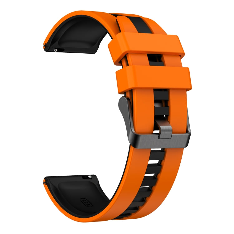 For Amazfit 3 22mm Two-Color Sports Silicone Watch Band(Orange+Black) - Watch Bands by buy2fix | Online Shopping UK | buy2fix