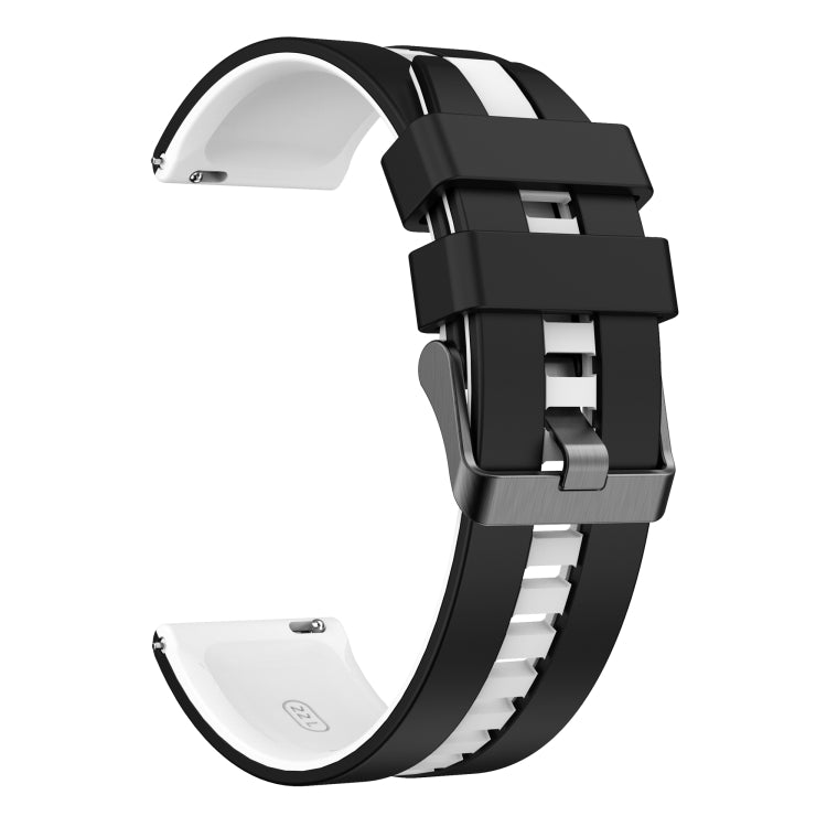 For Amazfit 3 22mm Two-Color Sports Silicone Watch Band(Black+White) - Watch Bands by buy2fix | Online Shopping UK | buy2fix