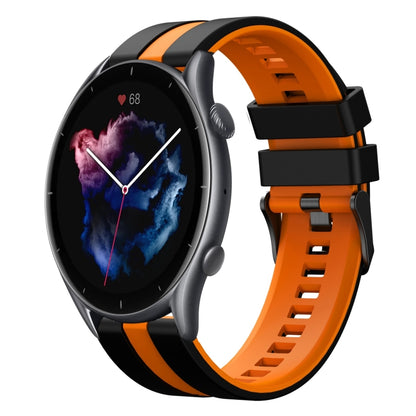 For Amazfit 3 22mm Two-Color Sports Silicone Watch Band(Black+Orange) - Watch Bands by buy2fix | Online Shopping UK | buy2fix