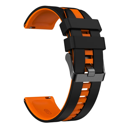For Amazfit 3 22mm Two-Color Sports Silicone Watch Band(Black+Orange) - Watch Bands by buy2fix | Online Shopping UK | buy2fix