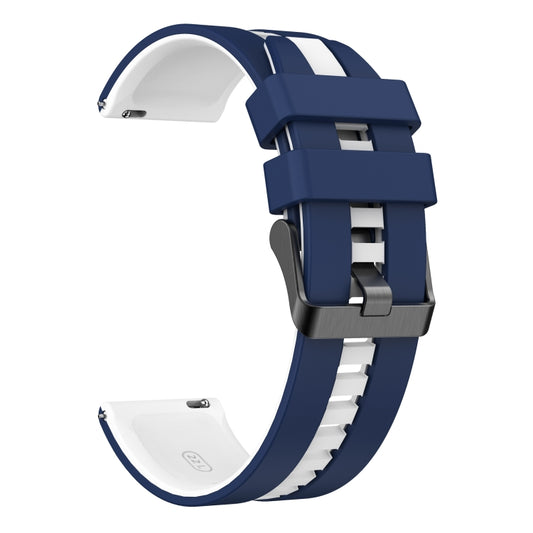 For Amazfit 3 22mm Two-Color Sports Silicone Watch Band(Blue+White) - Watch Bands by buy2fix | Online Shopping UK | buy2fix