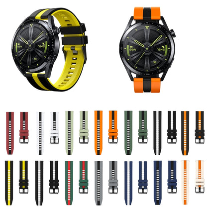 For Amazfit GTR 4 22mm Two-Color Sports Silicone Watch Band(White+Black) - Watch Bands by buy2fix | Online Shopping UK | buy2fix