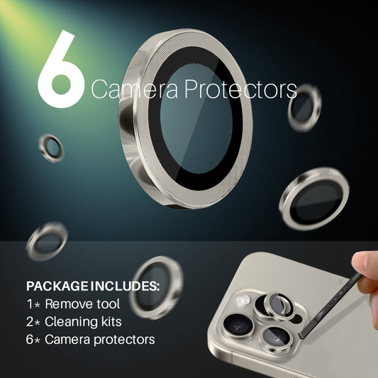 For iPhone 16 Pro / Pro Max NORTHJO 2 Sets 6pcs Camera Lens Protector Cover Metal Ring Film(Natural) by NORTHJO