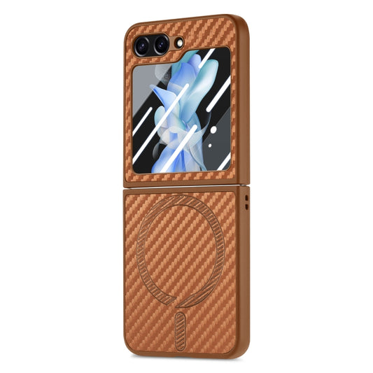 For Samsung Galaxy Z Flip7 FE / Flip6 Carbon Fiber Magsafe Phone Case(Brown) by buy2fix