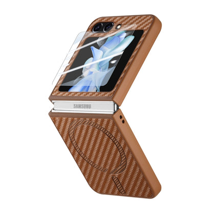 For Samsung Galaxy Z Flip6 Carbon Fiber Magsafe Phone Case(Brown) - Galaxy Z Flip6 5G Cases by buy2fix | Online Shopping UK | buy2fix