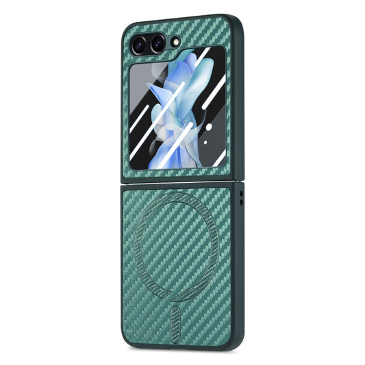 For Samsung Galaxy Z Flip7 FE / Flip6 Carbon Fiber Magsafe Phone Case(Green) by buy2fix