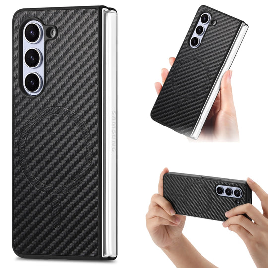 For Samsung Galaxy Z Fold6 Carbon Fiber Magsafe Phone Case(Black)