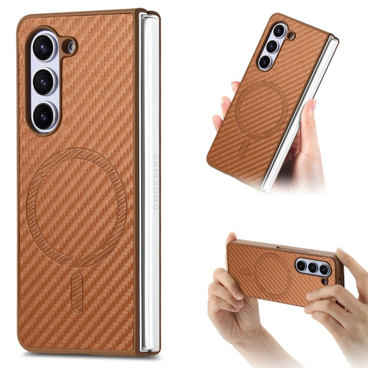 For Samsung Galaxy Z Fold6 Carbon Fiber Magsafe Phone Case(Brown) - Galaxy Z Flip6 5G Cases by buy2fix | Online Shopping UK | buy2fix