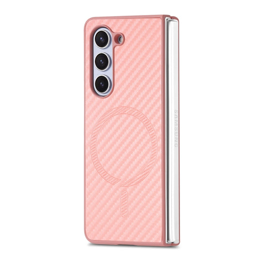 For Samsung Galaxy Z Fold6 Carbon Fiber Magsafe Phone Case(Pink) by buy2fix