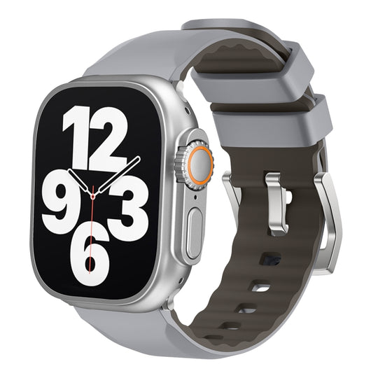 For Apple Watch Series 9 45mm Two-Color Silicone Watch Band(Grey)