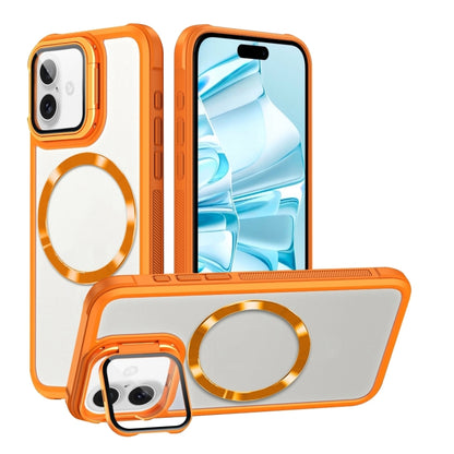 For iPhone 16 Plus CD-grain Magsafe Acrylic Hybrid TPU Phone Case(Orange) by buy2fix