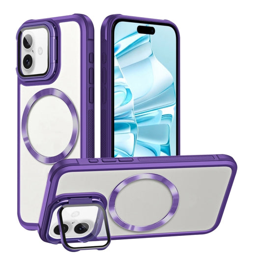 For iPhone 16 Plus CD-grain Magsafe Acrylic Hybrid TPU Phone Case(Purple) by buy2fix