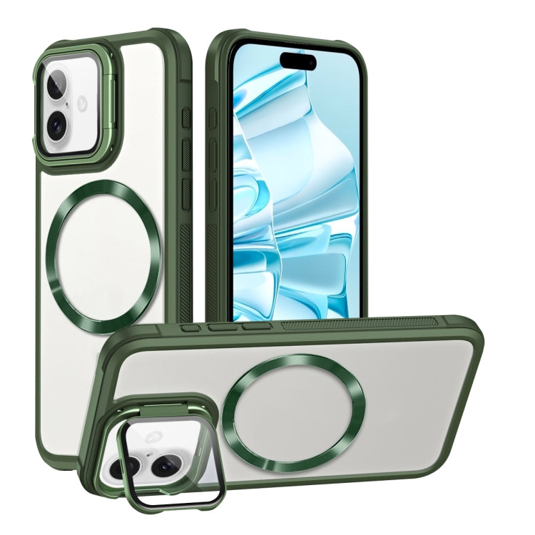 For iPhone 16 CD-grain Magsafe Acrylic Hybrid TPU Phone Case(Green) - iPhone 16 Cases by buy2fix | Online Shopping UK | buy2fix