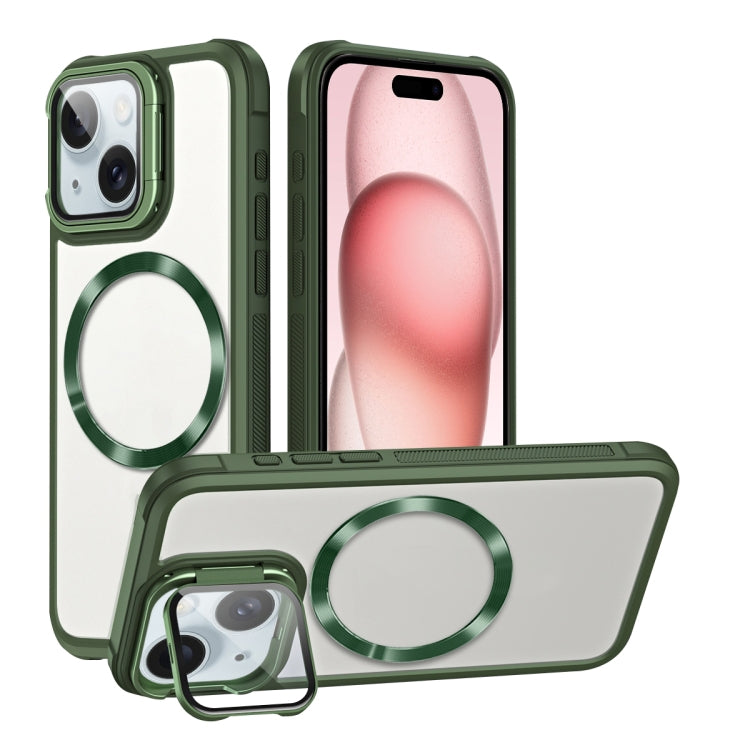 For iPhone 15 Magsafe CD-grain Acrylic Hybrid TPU Phone Case(Green) - iPhone 15 Cases by buy2fix | Online Shopping UK | buy2fix