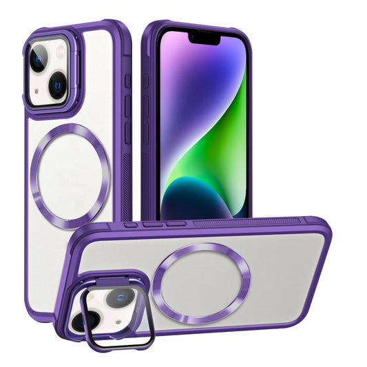 For iPhone 14 Plus CD-grain Magsafe Acrylic Hybrid TPU Phone Case(Purple) - iPhone 14 Plus Cases by buy2fix | Online Shopping UK | buy2fix