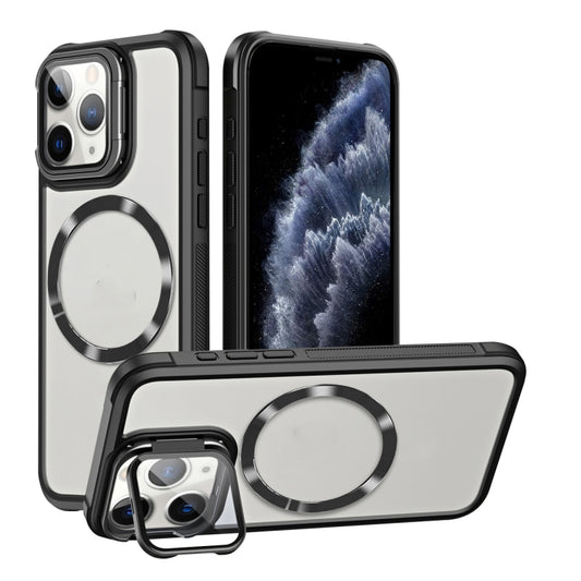 For iPhone 11 Pro Max Magsafe CD-grain Acrylic Hybrid TPU Phone Case(Black) - iPhone 11 Pro Max Cases by buy2fix | Online Shopping UK | buy2fix