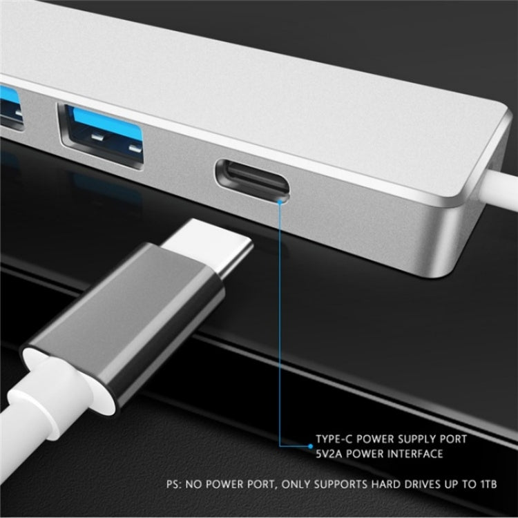 ADS-301A USB 3.0 to Type-C + USB 3.0 / 2.0 4-Ports Hub Laptop Expander(Silver) by buy2fix