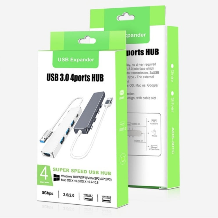 ADS-301A USB 3.0 to Type-C + USB 3.0 / 2.0 4-Ports Hub Laptop Expander(Silver) by buy2fix