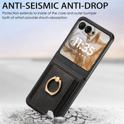 For Motorola Razr 50 Ultra Retro Skin-feel Ring Card Bag Phone Case(Black) by buy2fix