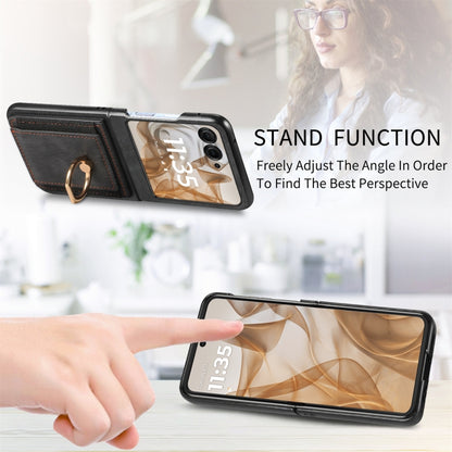 For Motorola Razr 50 Ultra Retro Skin-feel Ring Card Bag Phone Case(Black) by buy2fix