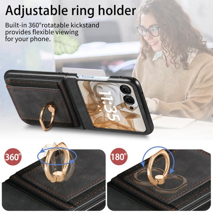 For Motorola Razr 50 Ultra Retro Skin-feel Ring Card Bag Phone Case(Black) by buy2fix