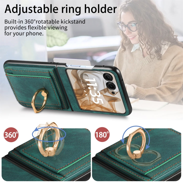 For Motorola Razr 50 Ultra Retro Skin-feel Ring Card Bag Phone Case(Green) by buy2fix