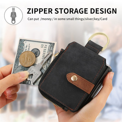 For Motorola Razr 50 Retro Ring Vertical Zipper Wallet Phone Case(Black) by buy2fix