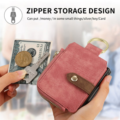 For Motorola Razr 50 Ultra Retro Ring Vertical Zipper Wallet Phone Case(Pink) by buy2fix