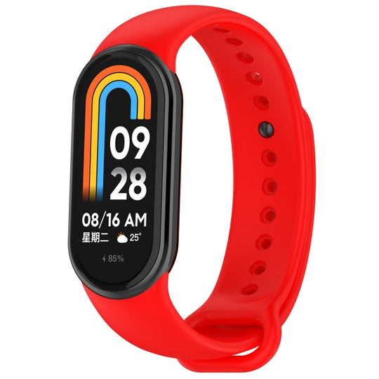 For Xiaomi Smart Band 9 / 9 NFC Metal Connector Solid Color Silicone Watch Band(Red)