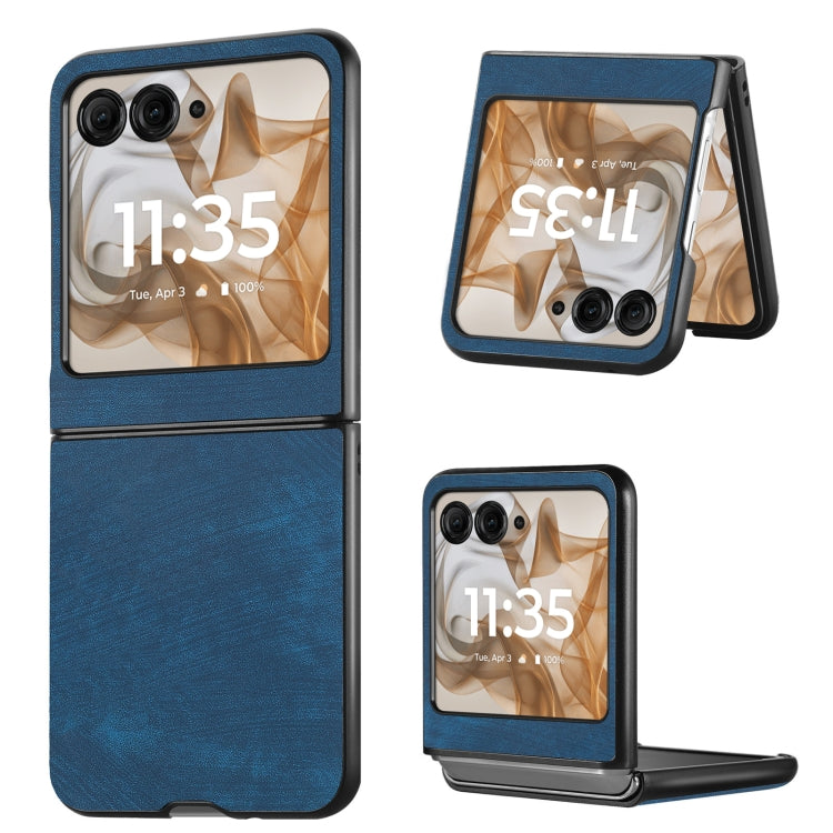 For Motorola Razr 50 Vintage Leather PC Back Cover Phone Case(Blue) by buy2fix