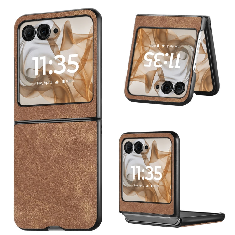 For Motorola Razr 50 Vintage Leather PC Back Cover Phone Case(Brown) by buy2fix