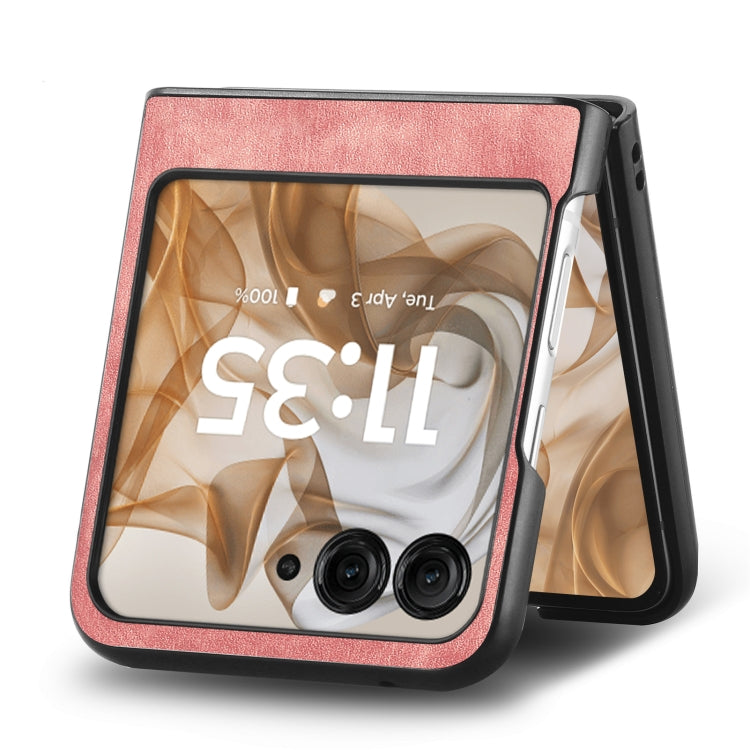 For Motorola Razr 50 Vintage Leather PC Back Cover Phone Case(Pink) by buy2fix