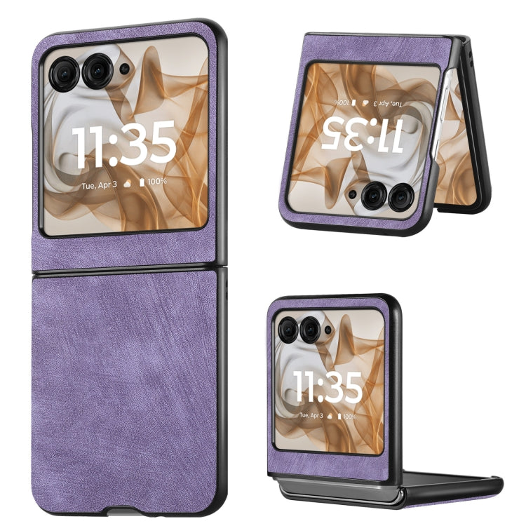 For Motorola Razr 50 Vintage Leather PC Back Cover Phone Case(Purple) by buy2fix