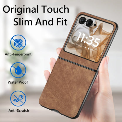For Motorola Razr 50 Ultra Vintage Leather PC Back Cover Phone Case(Brown) by buy2fix