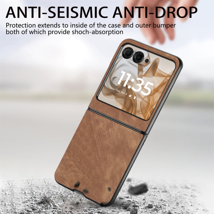 For Motorola Razr 50 Ultra Vintage Leather PC Back Cover Phone Case(Brown) by buy2fix