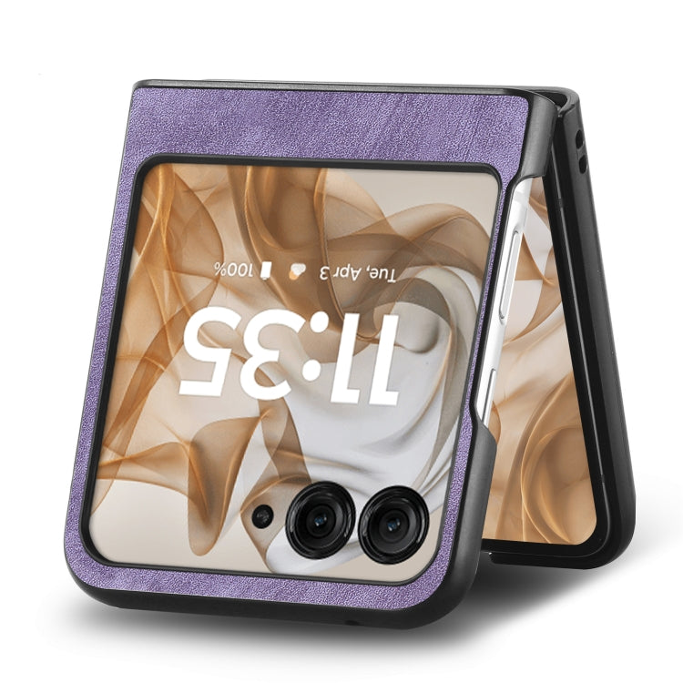 For Motorola Razr 50 Ultra Vintage Leather PC Back Cover Phone Case(Purple) by buy2fix