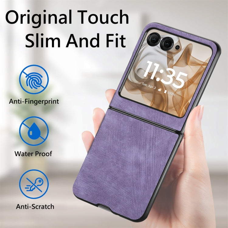 For Motorola Razr 50 Ultra Vintage Leather PC Back Cover Phone Case(Purple) by buy2fix