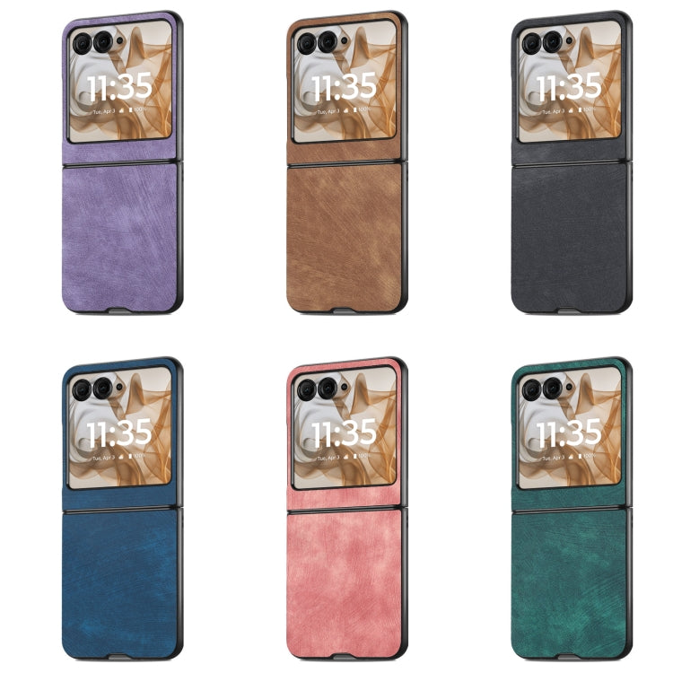 For Motorola Razr 50 Vintage Leather PC Back Cover Phone Case(Blue) by buy2fix