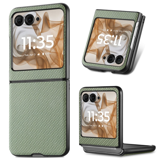 For Motorola Razr 50 Carbon Fiber Texture Leather Back Phone Case(Green) by buy2fix