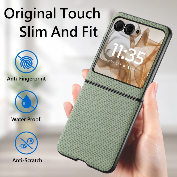 For Motorola Razr 50 Carbon Fiber Texture Leather Back Phone Case(Green) by buy2fix