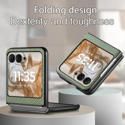 For Motorola Razr 50 Carbon Fiber Texture Leather Back Phone Case(Green) by buy2fix